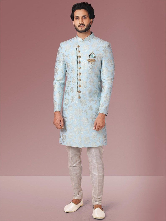 Crystal Blue Indo Western Set