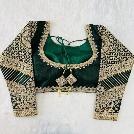 Phontom Silk Heavy Embroidery Bridal Work Blouse