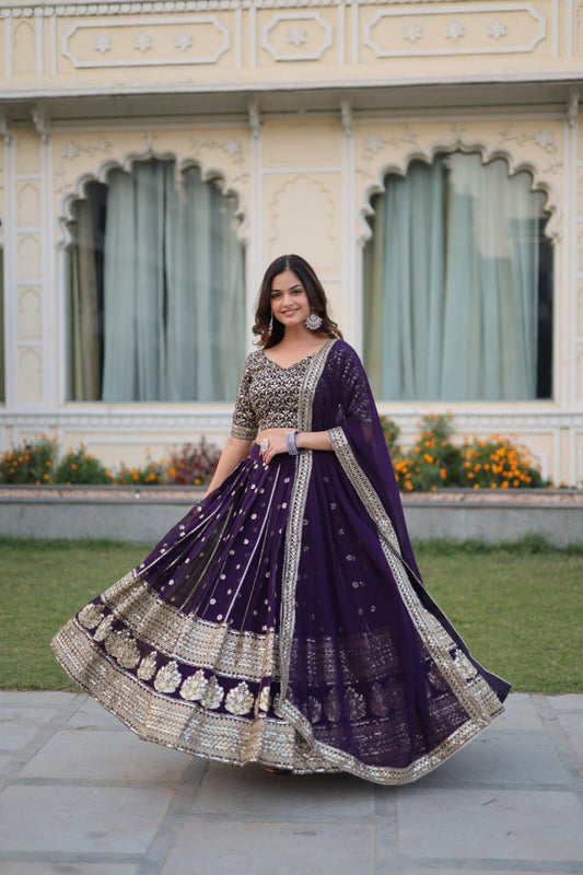 Premium Blooming Adorned with Heavy Sequins and Intricate Zari Embroidery Lehenga Choli