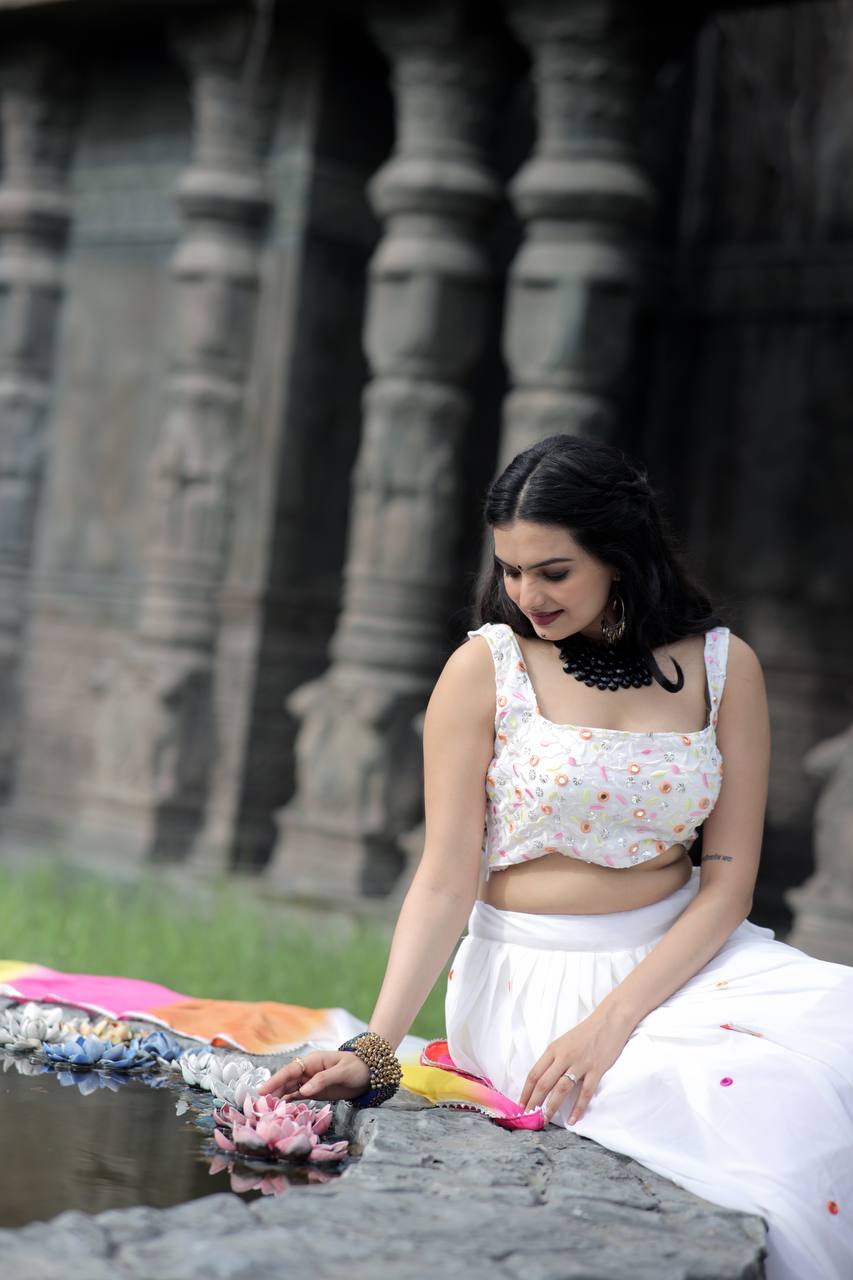 Fox Georgette with Real Mirror work