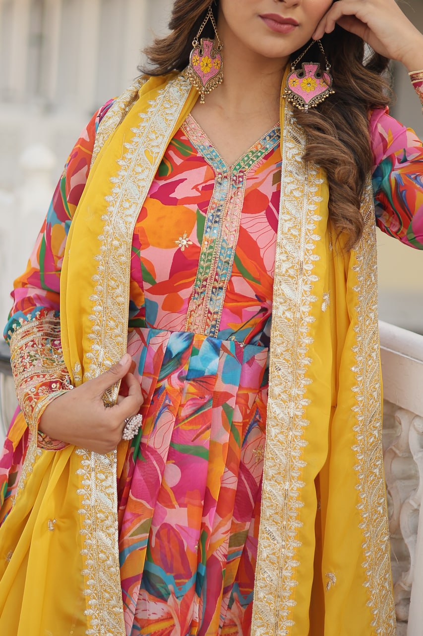 premium readymate gown with dupatta set