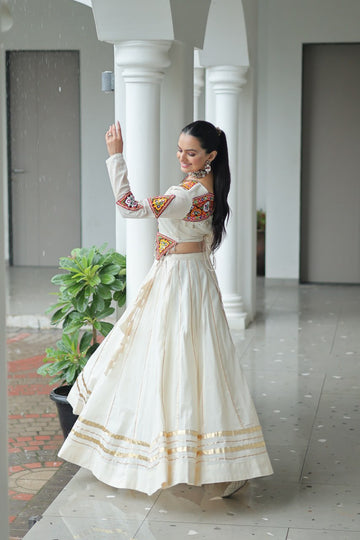 Kora Cotton With Attractive Gota-Patti Lace Navratri Lehenga Choli