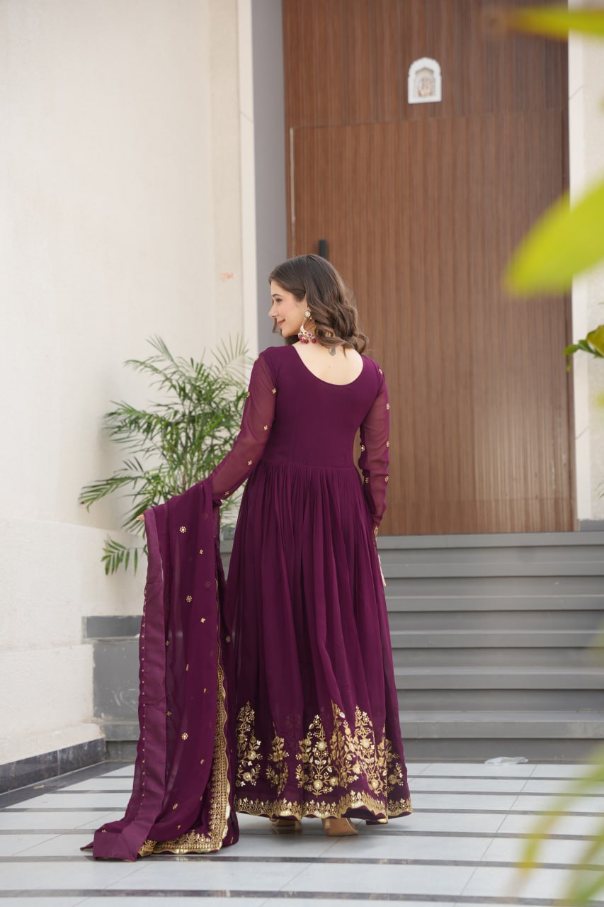 Designer Gown is luxury clothing Considered to be high quality Made by Zari Thread & Sequins Embroidery