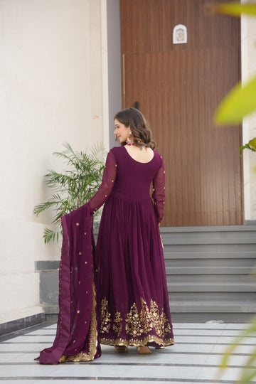 Designer Gown is luxury clothing Considered to be high quality Made by Zari Thread & Sequins Embroidery