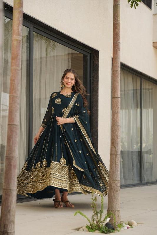 premium designer readymade gown with dupatta collection
