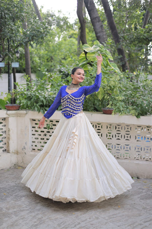 Kora Cotton with Standard Frill stitching Lehenga with Blouse