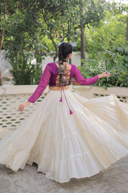 Kora Cotton with Standard Frill stitching Lehenga with Blouse