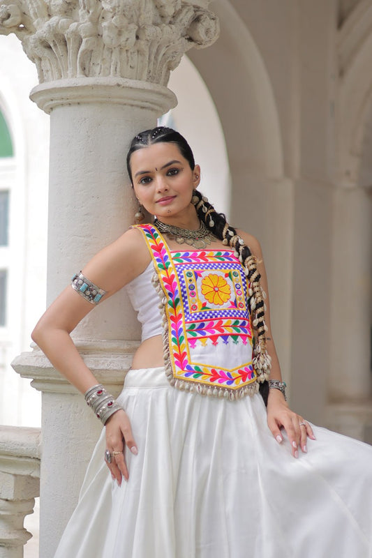 Roman With Attractive Gota-Patti Lace White choli