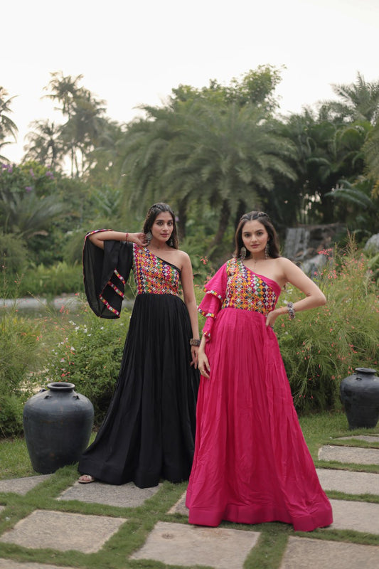 premium designer Rayon Fabric with Kutchi Gamthi Work navratri collections