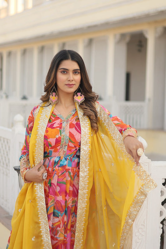 premium readymate gown with dupatta set