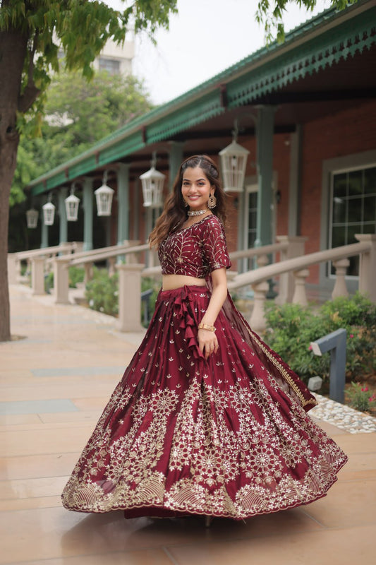 Designer Lehenga collection Made with  Rangoli Silk With Sequins And thread Embroidered work Lehenga Choli with Dupatta