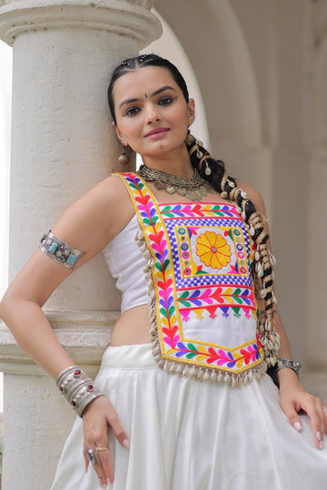 Roman With Attractive Gota-Patti Lace White choli