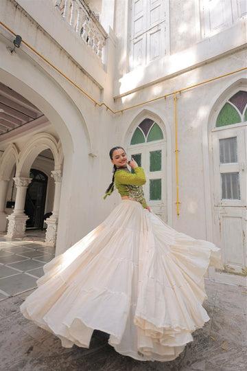 Kora Cotton with Standard Frill stitching Lehenga with Blouse