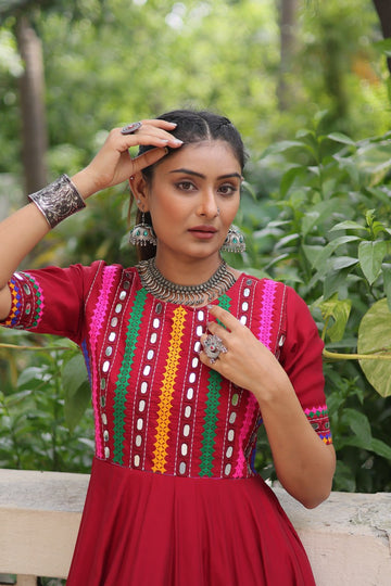 Roman With multicolor Thread and Mirror Work