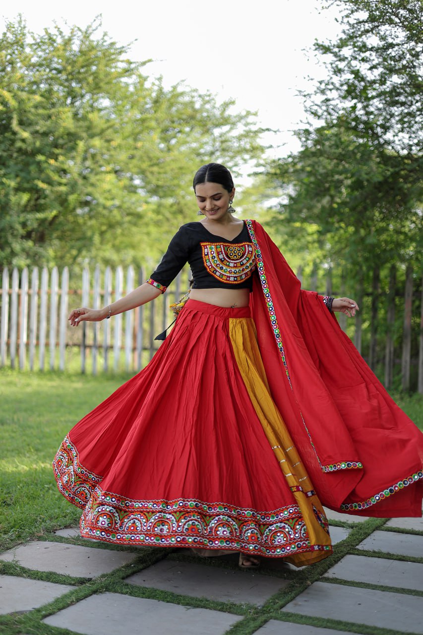 Attractive multiple fabric combination Lehenga & Choli Dupatta Set