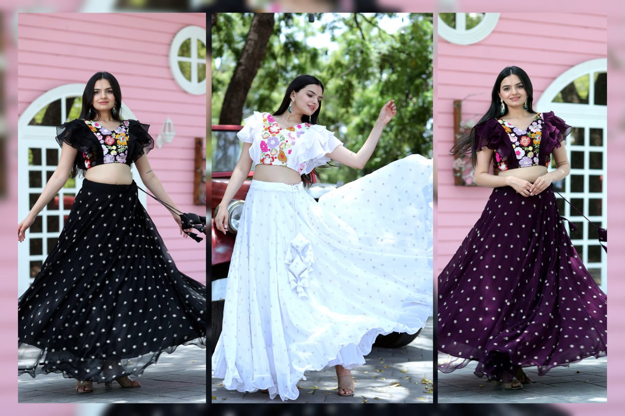 Faux Blooming with Embroidery Zari Sequins-work