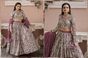 Onion Pink Coloured Georgette with Sequence Work Woman Designer Party wear Lehenga Choli with Dupatta