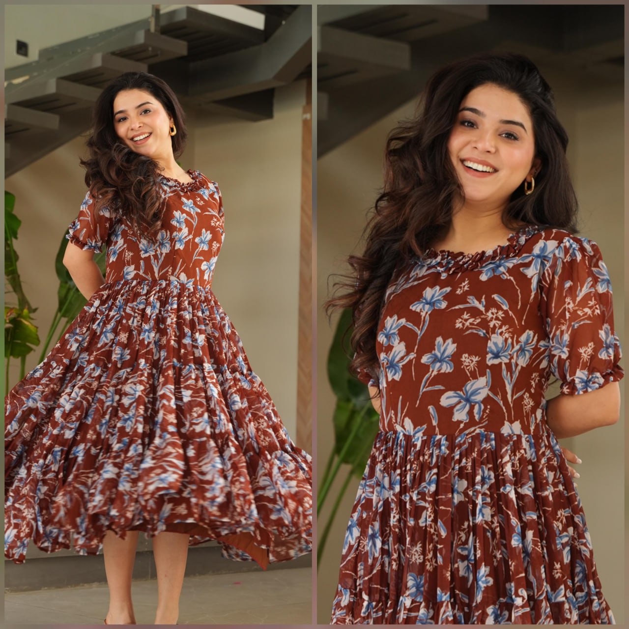 Desirable Women's Fully Flair Gown Made With Faux Georgette Fabrics With Print