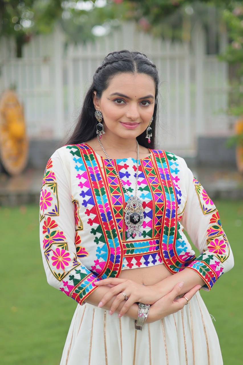 Navratri vibes Are traditional and spiritual, And focus on the fun festive aspects of the festival, So Choose the Different colors Lehenga With Top