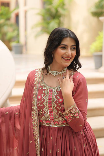 Get ready to shine with these stunning outfit Made from Faux Georgette And Sequins Embroidered Work