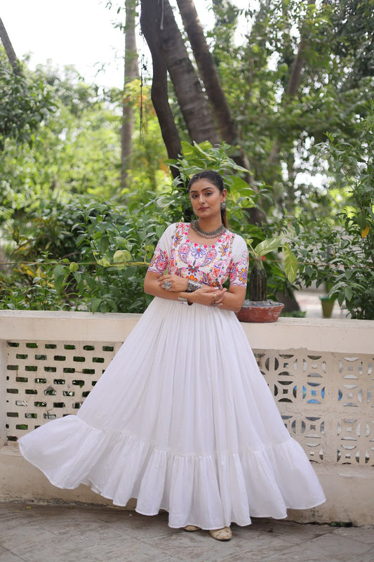 Rayon Fabric with Kutchi Gamthi Embroidered Thread Work