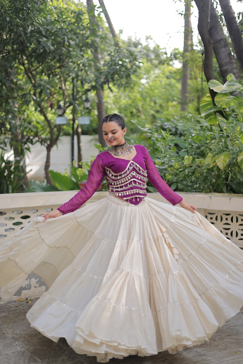 Kora Cotton with Standard Frill stitching Lehenga with Blouse