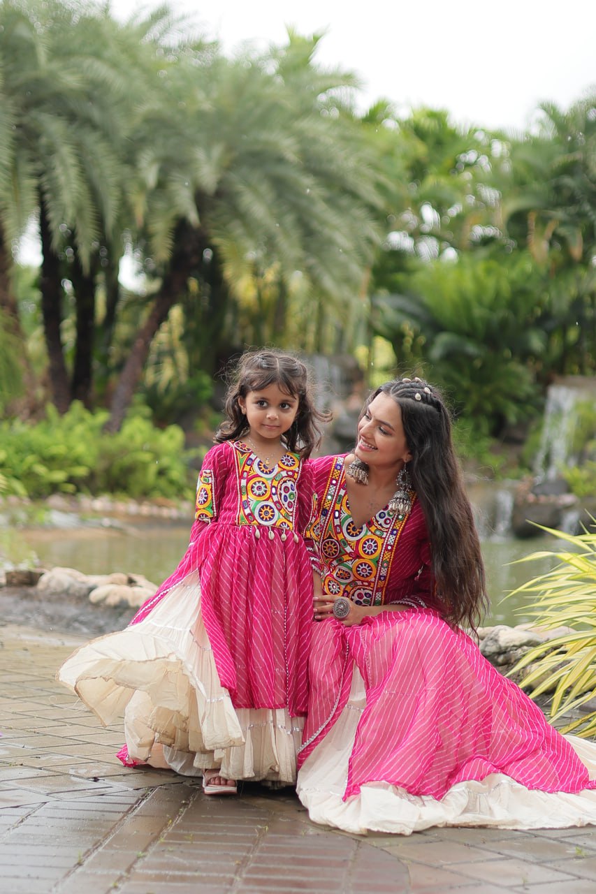 Adorable Designer Readymade Cotton Lehenga choli mother & Daughter Set