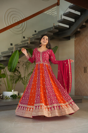 Faux Blooming With Zari & Sequins Embroidered work