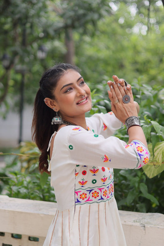 Roman With multicolour Thread work & Gota Lace embellished Work