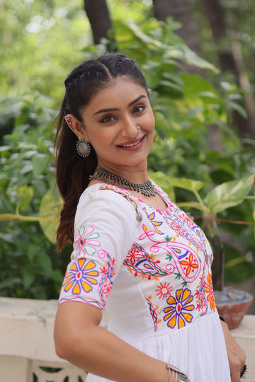 Rayon Fabric with Kutchi Gamthi Embroidered Thread Work