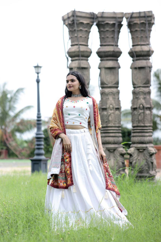 Attractive Rayon Real Mirror Works Lehenga Choli Dupatta Set