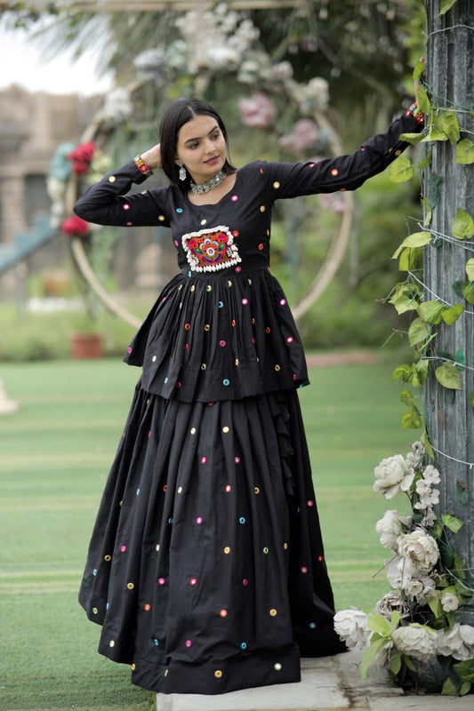 Attractive Rayon Real Mirror Works Lehenga Choli Dupatta Set