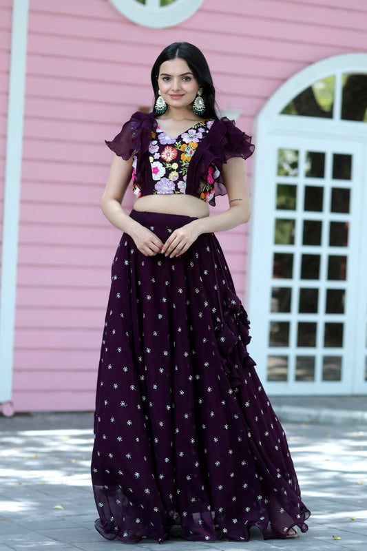 Faux Blooming with Embroidery Zari Sequins-work