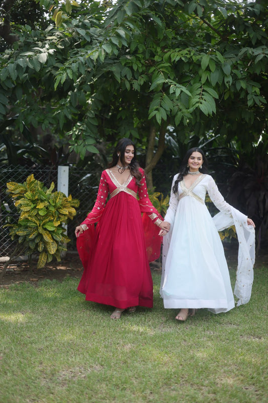 Premium Readymade Alia Cut Gown with Dupatta Set