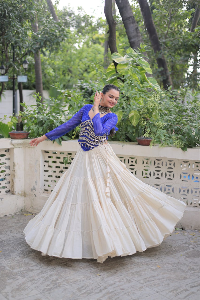 Kora Cotton with Standard Frill stitching Lehenga with Blouse