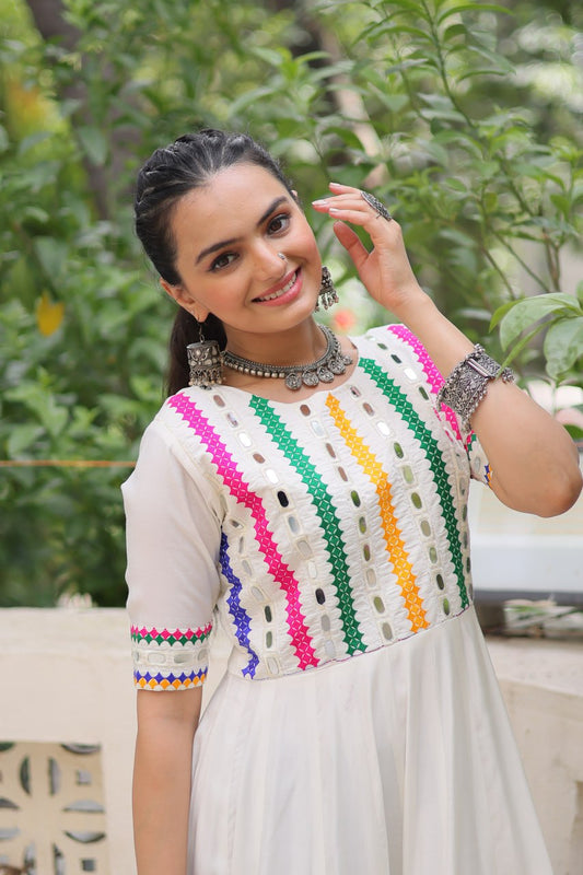 Roman With multicolor Thread and Mirror Work