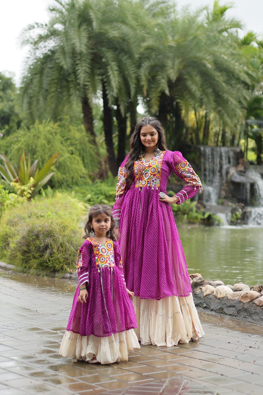Adorable Designer Readymade Cotton Lehenga choli mother & Daughter Set