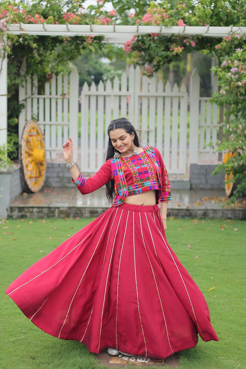 Navratri vibes Are traditional and spiritual, And focus on the fun festive aspects of the festival, So Choose the Different colors Lehenga With Top